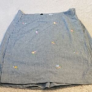 Vintage Embroidered Gingham Skort